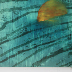 BLUE AND GREEN SEASCAPE WITH OBJECTS